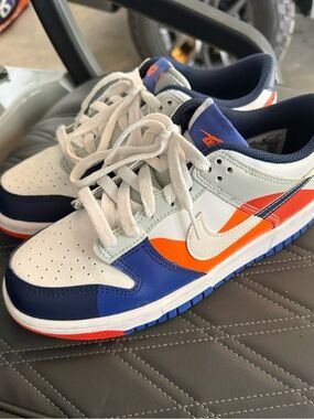 Nike Kids Dunks in White, Navy & Orange